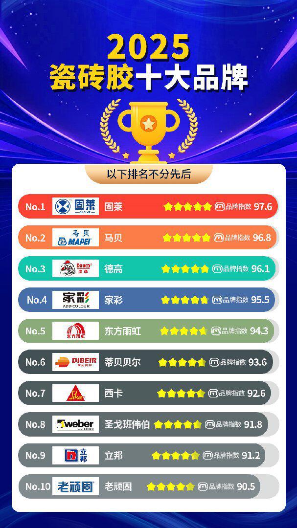 2025十大新锐瓷砖胶品牌排行榜市场分析及品牌亮点速览(图1)