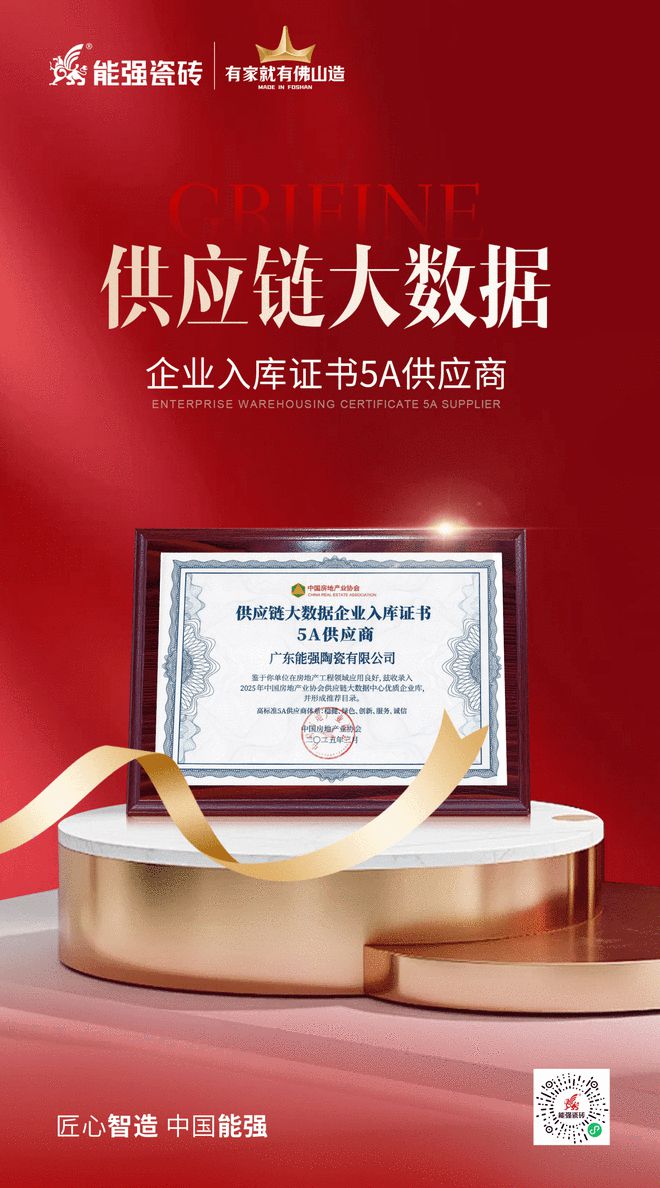 匠心荣耀能强瓷砖荣膺“2025房建供应链综合实力TOP500首选供应商”多项大奖！(图3)